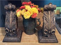 3pc. Lot, Corbels and Brass Pot