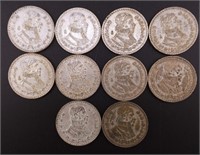 Mexico Silver One Peso Coins - #10 Coins/Mixed Dat