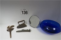 Mini Train on Spike, Cast Iron - Mirror & Bowl