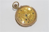 Ladies 9ct yellow gold cased pocket watch