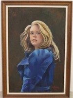 Oil on canvas portrait of girl by Pat Lenahan