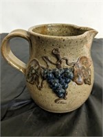 GLAZED SIGNED POTTERY CREAM PITCHER