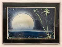 Tropical moon & water artwork