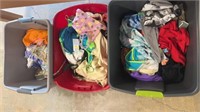 3 Totes of Clothing including Swimwear, Shirts,
