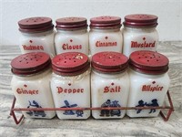 Vintage Spice Rack w/All Eight Original Shakers!