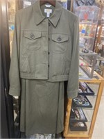 Talbots Green jacket and skirt set size 8