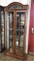 OAK, MIRRORED BACK, LIGHTED CHINA CABINET