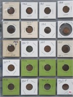 (4) Indian Head Cents and (16) Wheat Cents. Dates