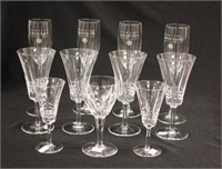 Eleven various wine glasses