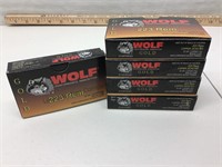 5 new boxes of Wolf Gold .223 ammo. 100 rounds.