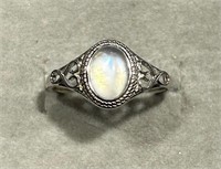 .925 Silver Deco Japanese Genuine Moonstone Ring