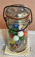 Vintage glass half pint jar with zinc clasp