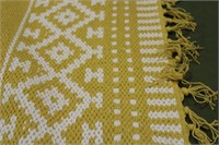 2' 6" x 12' Runner Cotton Flat Weave Yellow / Whit