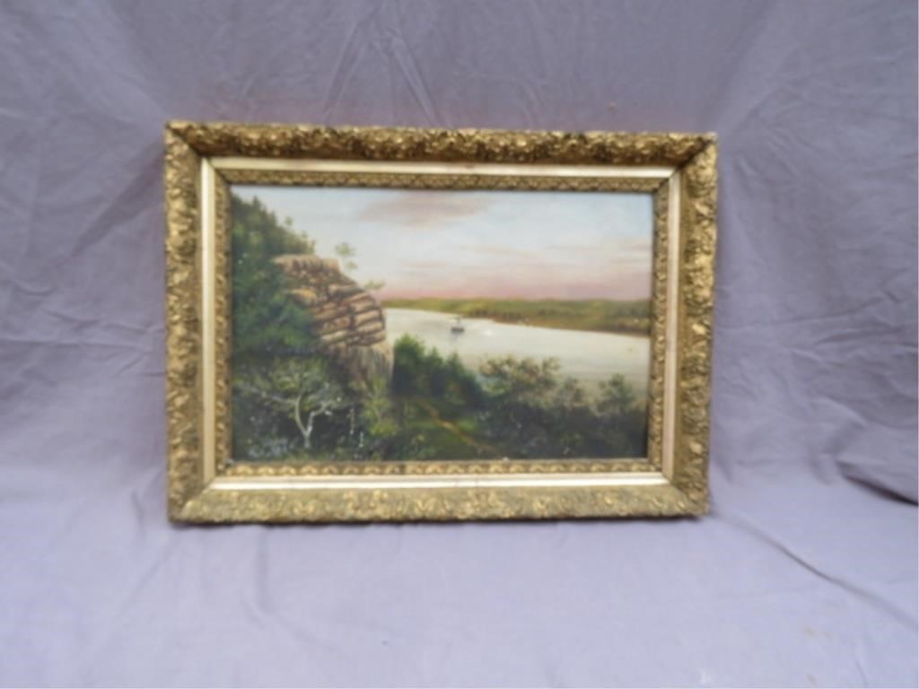 EARLY OIL ON ARTISIAN BOARD PAINTING FRAMED
