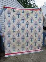 RED/WHITE/BLUE QUILT - HAS SOME STAINING