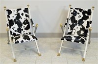 PAIR OF ITALIAN CAMPAIGN CHAIRS W/ COW HYDE