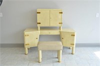 FRENCH MODERN PARCHMENT VANITY DRESSING STATION