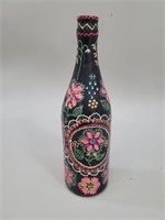 Ukrainian Style Hand-Painted Wood bottle vtg
