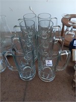 8 Heavy glass beer mugs
