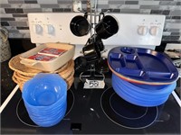 CUPS, RACK AND PLATES