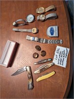 Wrist Watches, pocket knives, Case Military