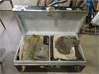 STEAMER TRUNK W/ VINTAGE MILITARY CLOTHING