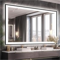 60x40 LED Mirror for Bathroom - Matte Black