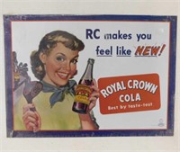 RC Royal Crown Cola retro metal sign, sealed, 17"