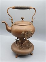 1892 Victorian Copper Teapot & Warming Stand