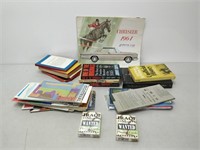 lot of vintage books, maps, magazines and playing
