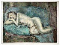 Peter Bruning Framed Reclining Female Painting