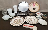 Lot of Collectible Plates, Milk Glass & More