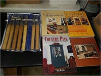 Wood-turning tool set and woodworking books