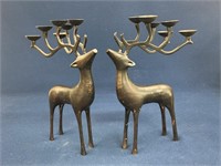 (2) Bronze 6 Point Deer Candle Holders