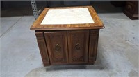 Marble top wood end table
