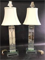 Pair Of Beveled Mirror Table Lamps
