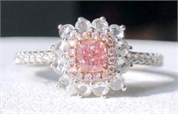 0.31ct Natural Pink Diamond Ring, 18k gold