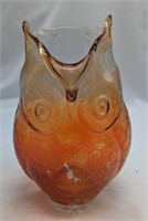 Vintage Honeycomb Owl Vase - Flashed Amberina