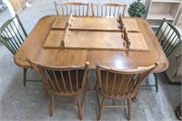 HITCHCOCK DINING DROP LEAF TABLE WITH 6 CHAIRS