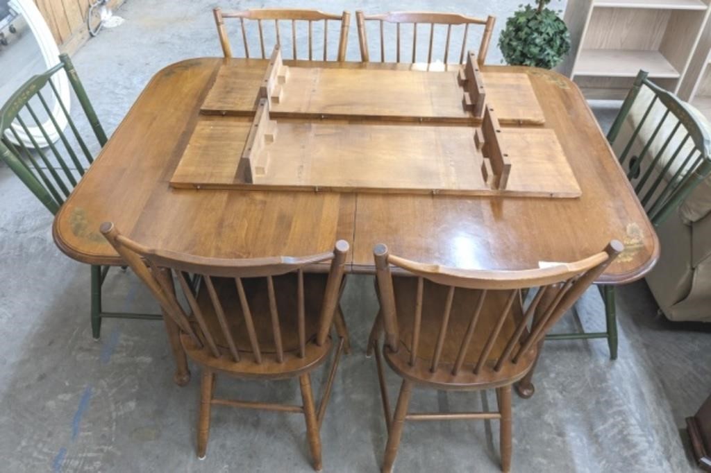 HITCHCOCK DINING DROP LEAF TABLE WITH 6 CHAIRS