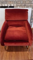 Vintage Maroon Velvet Arm Chair w/Brass Frame