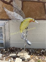 Metal and Glass Hummingbird Solar Light