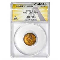 1909-S VDB Wheat Cent ANACS AU58 Details