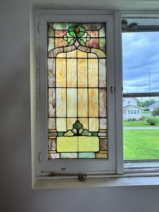 Vintage Stained Glass Window 55 1/2 x 25 1/2