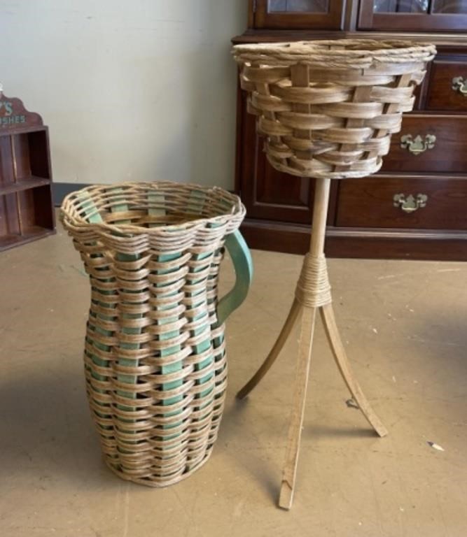 Vintage Basket and Fern Stand