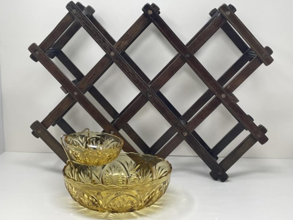 Wood Wine Rack, Chip-n-Dip Bowls