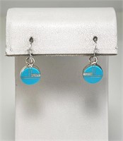 Sterling Turquoise/Opal Dangle Earrings 3 Grams
