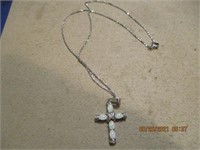 925 and Opal Cross Necklace