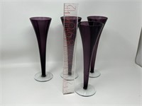 Amethyst Art Glass Trumpet Wine Glass Set