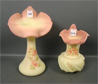 Two Fenton Burmese Decorated JIP Vase